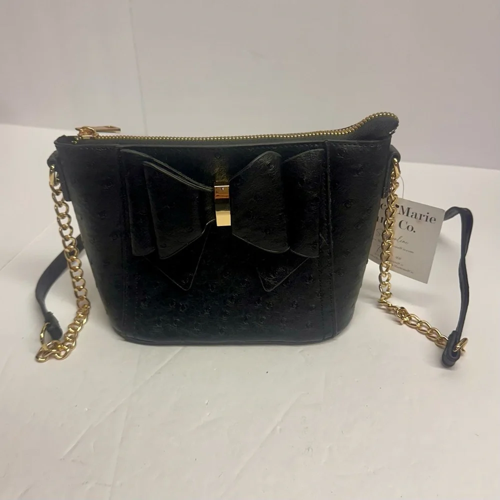 Crossi Black Bow Accent Crossbody Bag